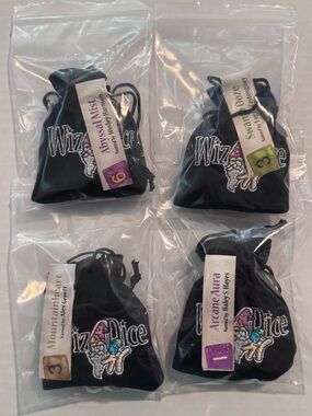 Wiz Dice 7 Die Polyhedral RPG D& D
Dice With Dice Bag Lot Of 4 Sets